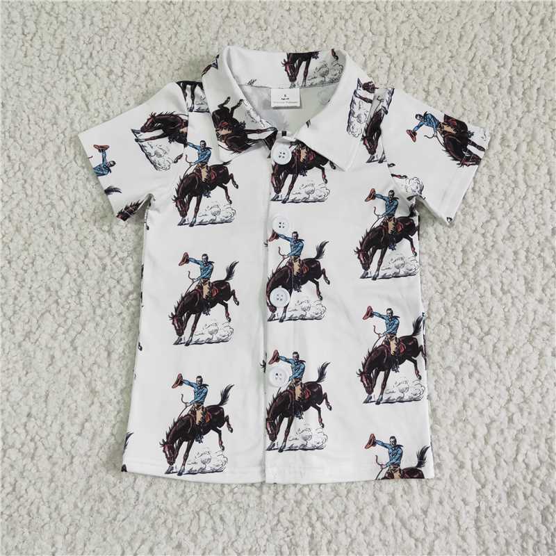 BT0011 Baby Boy Summer Short Sleeve Horse Shirt