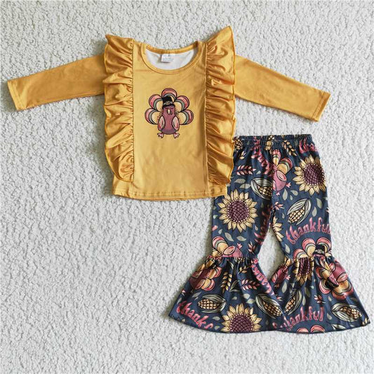 GLP0201 Baby Girl Kids turkey Thanksgiving Outfit