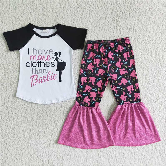 A11-10 Pink Baby Girl Cute Bell Pants Doll Set