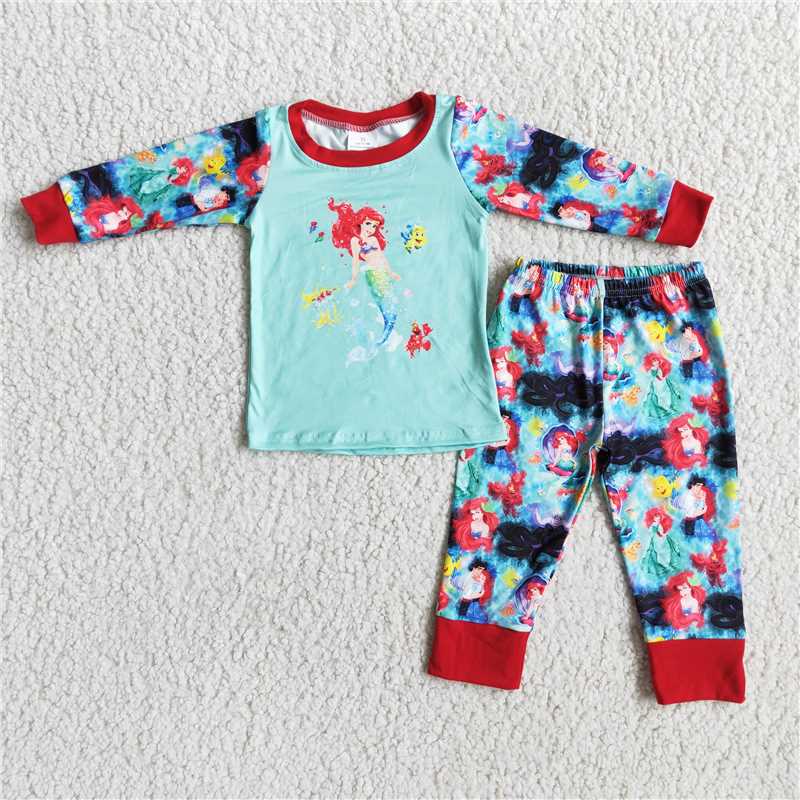 6 A1-11 Green Baby Girl Long Sleeve Pajamas