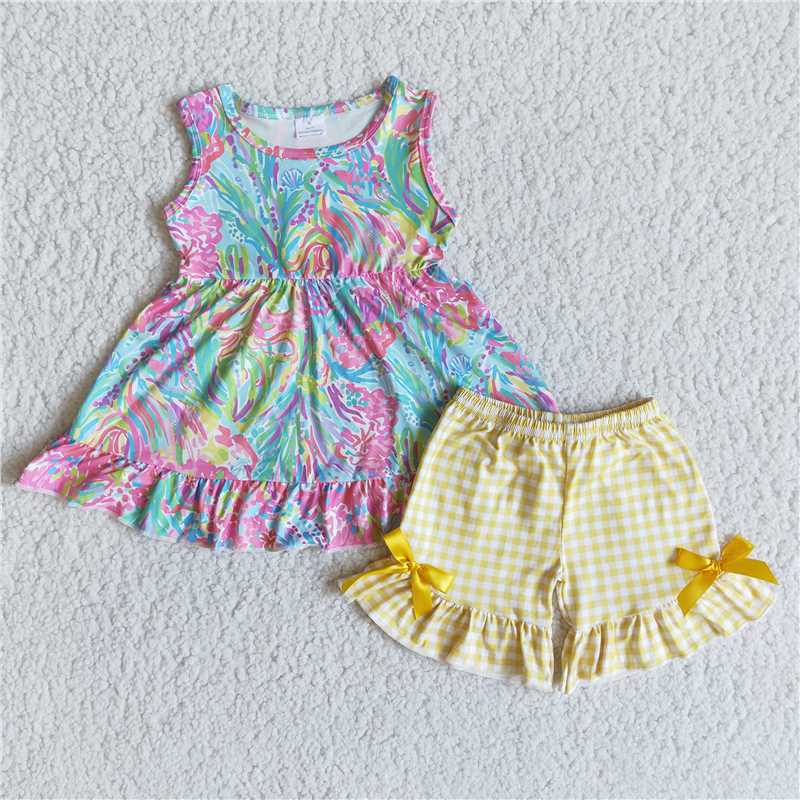 E8-19 Baby Girl Summer Colorful Print Outfit