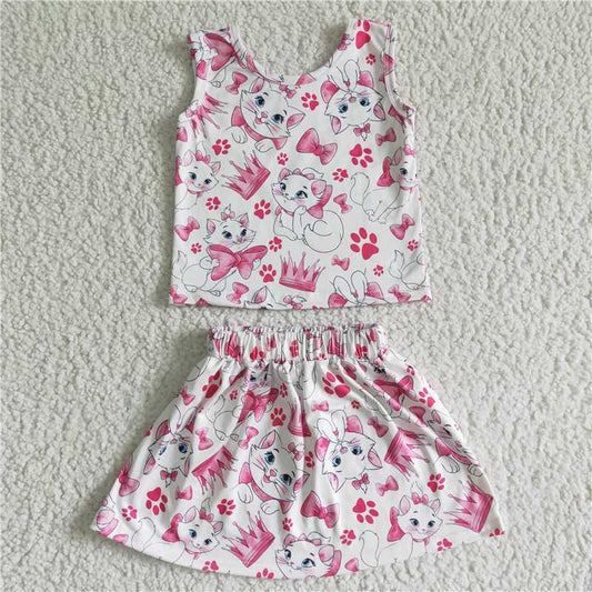 GSD0041 Baby Girl Summer Cat Skirt Outfit