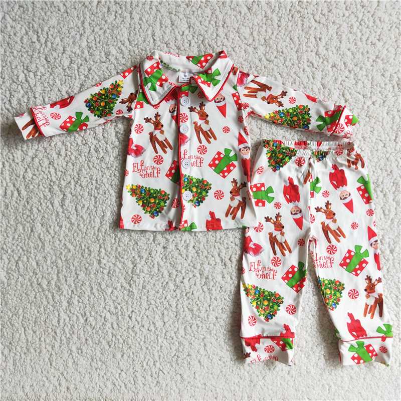 6 C8-38 Christmas Baby Girl Pants Pajamas Cartoon Sleepwear Set