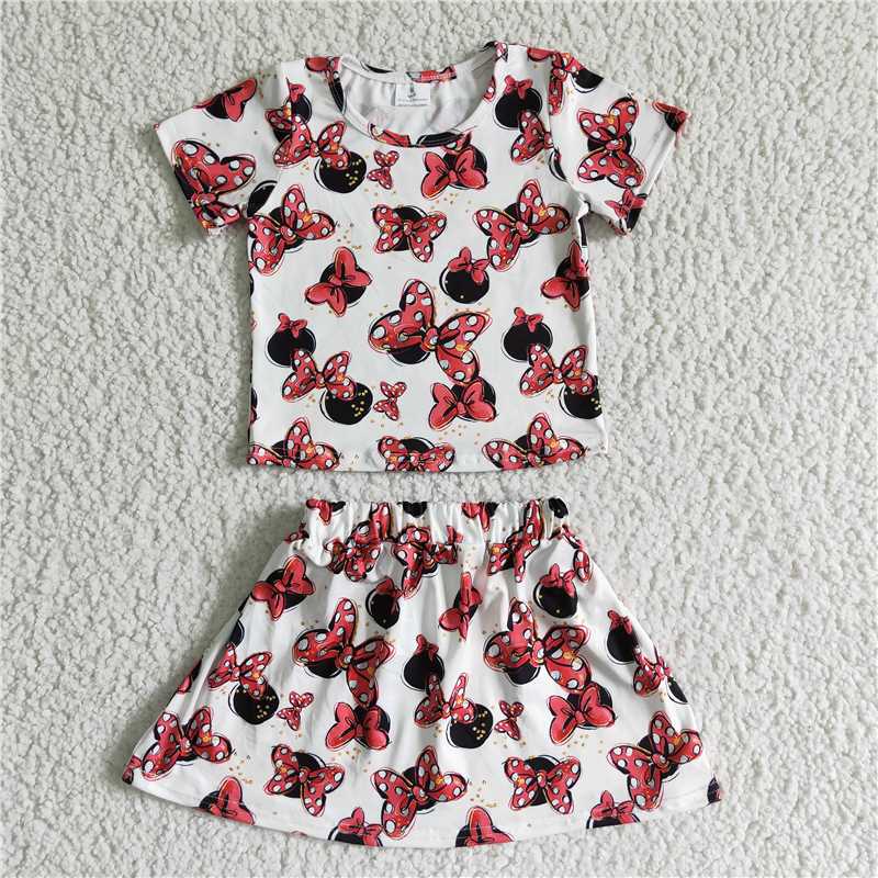 GSD0067 Baby Girl Summer Red Bow Skirt Outfit