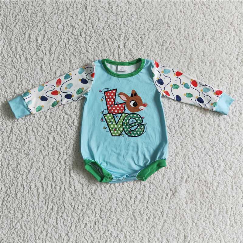 LR0156 Baby Kids Kristmas Deer Romper