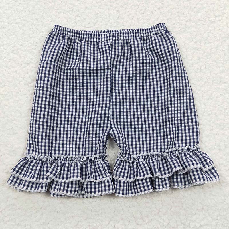 SS0075 Baby Boy Gilr Plaid Seersucker Shorts