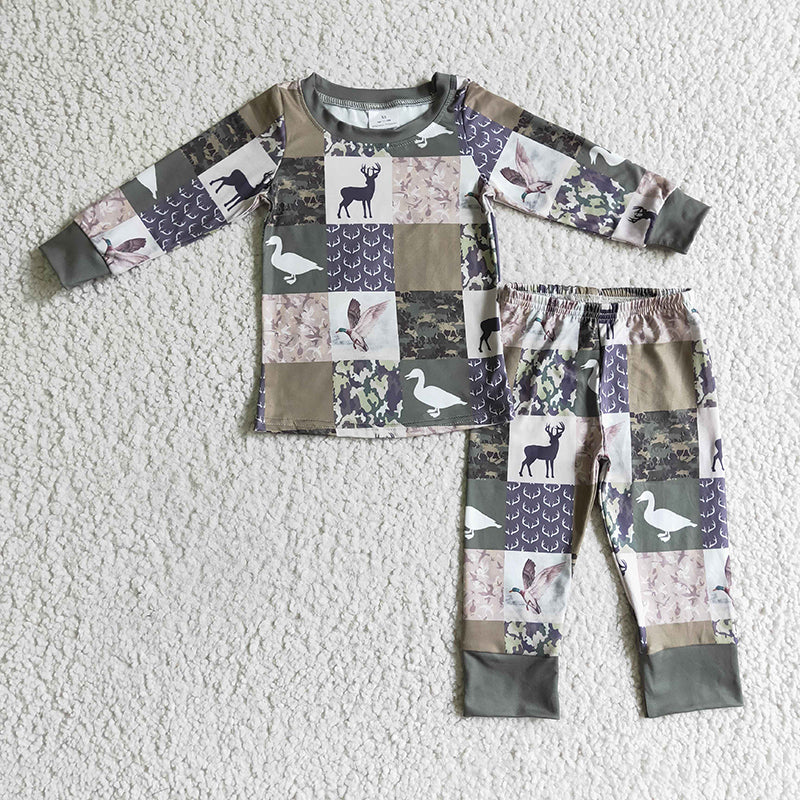 GLP0318 Duck Deer Camo Kids Baby Girl Pajamas Outfit