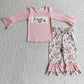 GLP0306 Baby Girl Christmas Cookie Milk Pink Outfit Pajamas