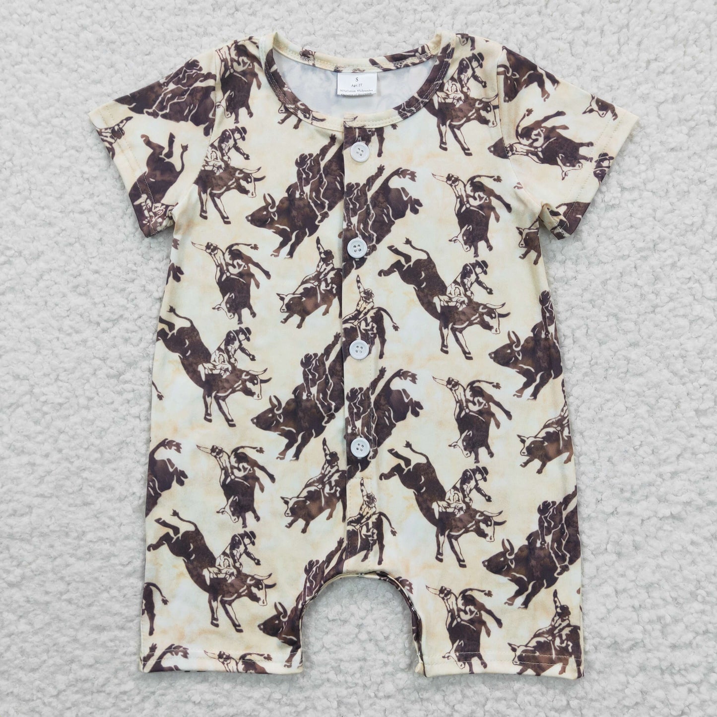 SR0261 Baby Boy Western Rodeo Short Sleeves Summer Cardigan Romper
