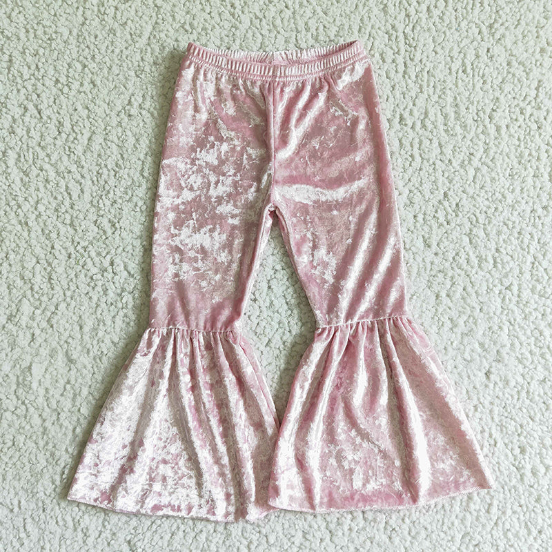 A6-5 Baby Girl Kids Pink Velvet Bell Pants