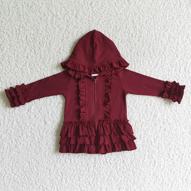 GT0014 Baby Girl Red Hoodie Cotton Coat