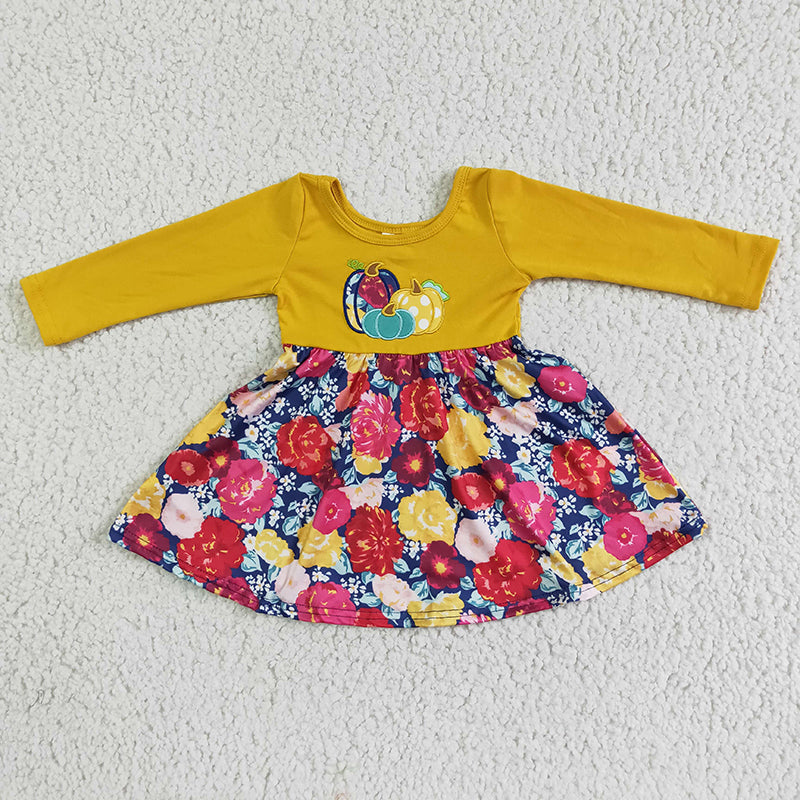 Baby Girl Pumpkin Floral Twirl Dress