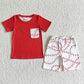 BSSO0022 Baby Boy Baseball Red Pocket Summer Shorts Outfit