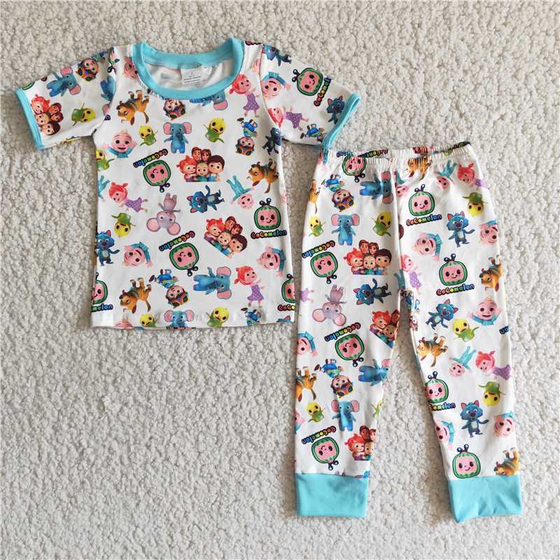 Baby Boy Blue Pants Melon Pajamas Outfit