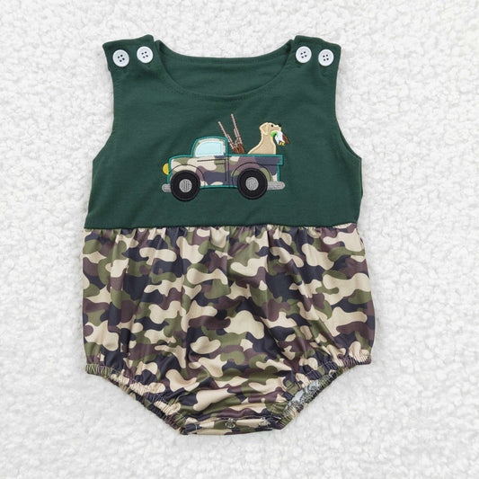 SR0183 Baby Boy Embroidery Hunting Camo Summer Romper