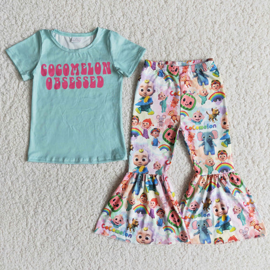 Baby Girl Green Melon Bell Pants Set