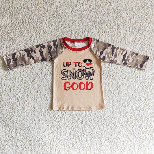 BT0097 Baby Boy Snowman Camo Christmas Shirt