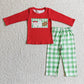 Baby Girl Kids Christmas Red Shirt Pink Plaid Pants Set