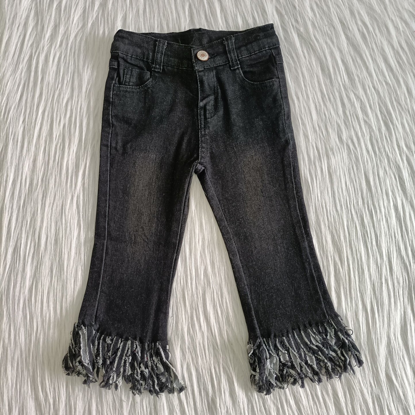 D4-30 Baby Girls Denim Black Rag Jeans Bell Pants