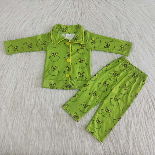 6 B8-38 Christmas Baby Boy Pants Pajamas Sleepwear Green Set