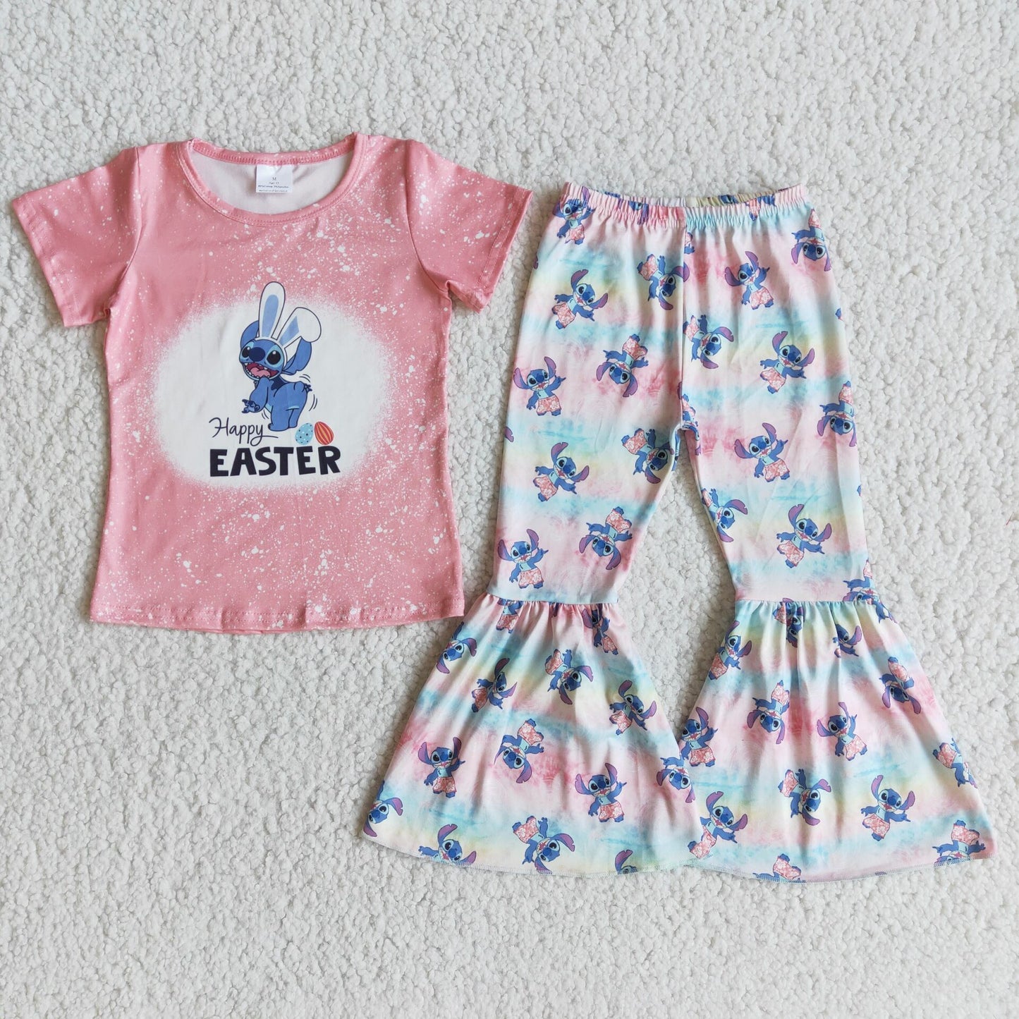 Happy Easter Baby Girl Cartoon Bell Pants Set