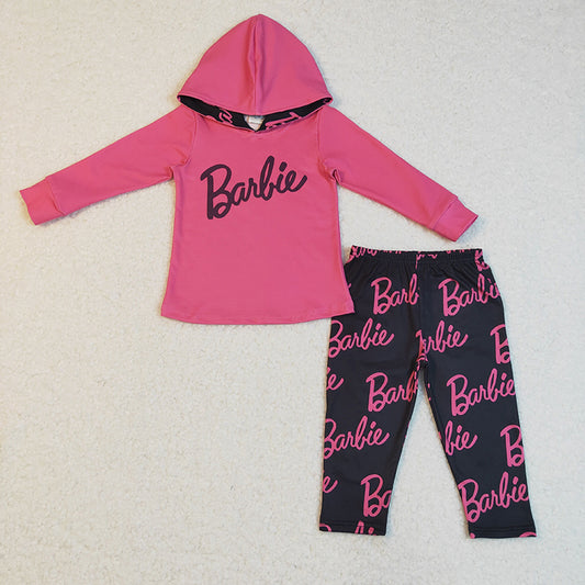 GLP0365 Baby Girl Pink hoodie Leggings Pants Set