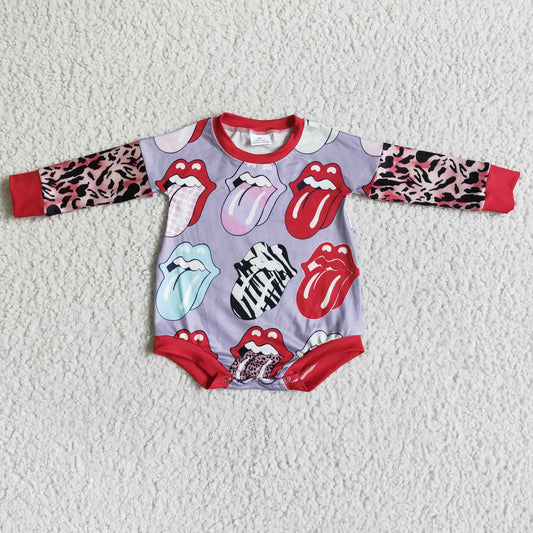 LR0024 Baby Girl Long Sleeves Tongue Romper