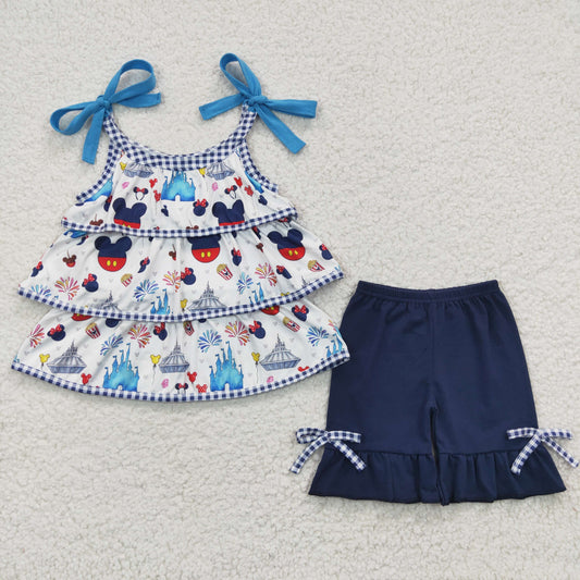 GSSO0218 Baby Girl Cartoon Mouse Shorts Outfit