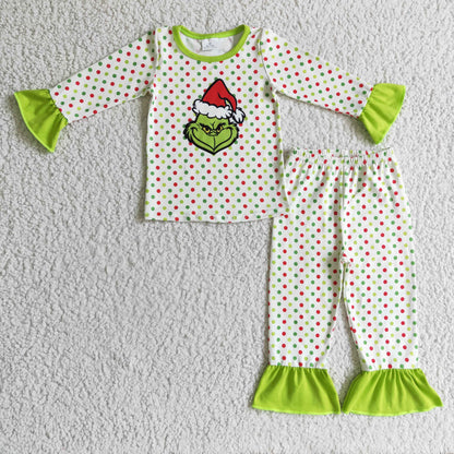 6 B10-25 Christmas Colorful Polka Dots Baby Girl Pajamas