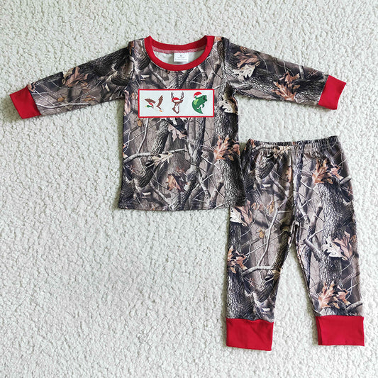 Promotion Baby boy Long Sleeves Duck Fish Shirt Pants Outfit Pajamas