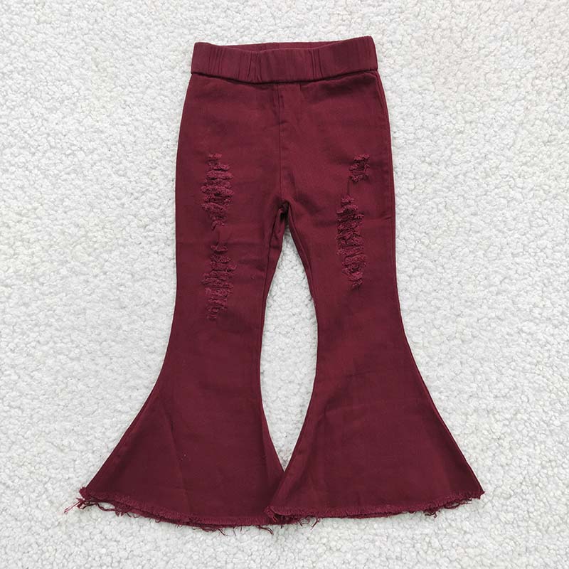 P0047 Baby Girls Wine Denim Jeans Pants