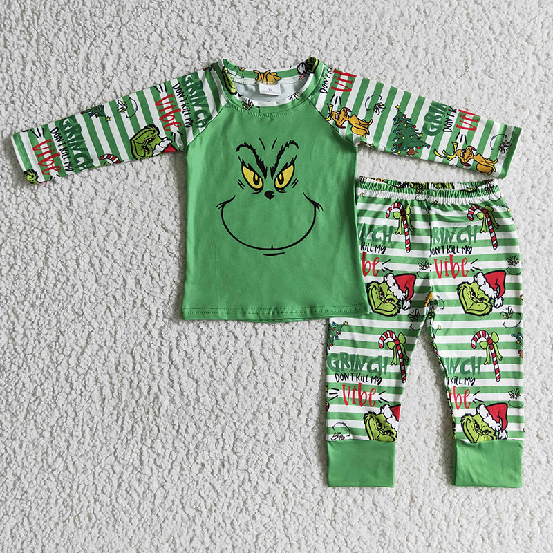 BLP0085 Baby Boy Christmas Green Pajamas