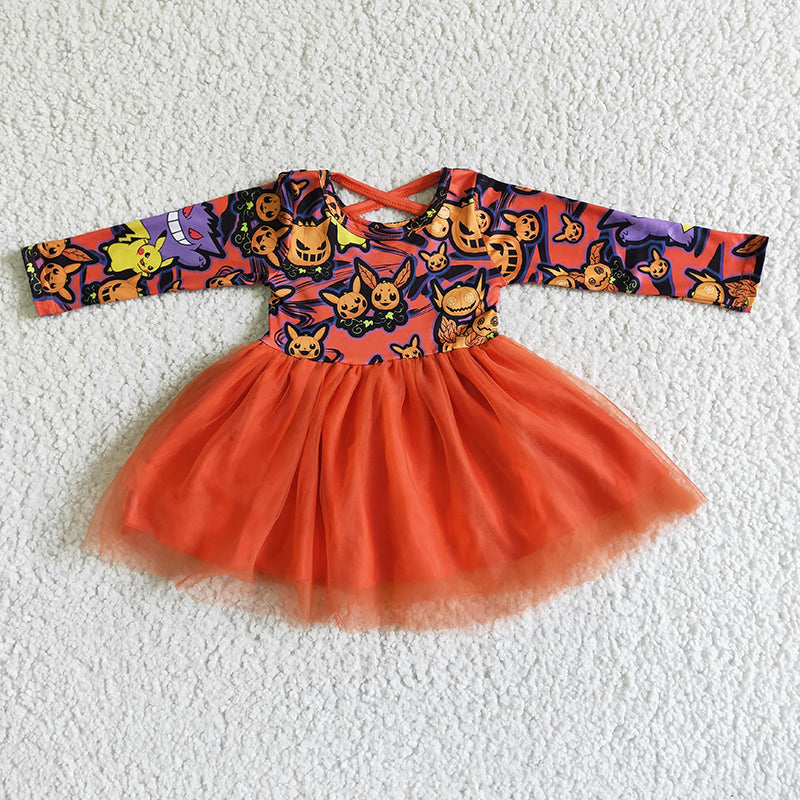 GLD0010 Halloween Orange Tulle Tutu Dress