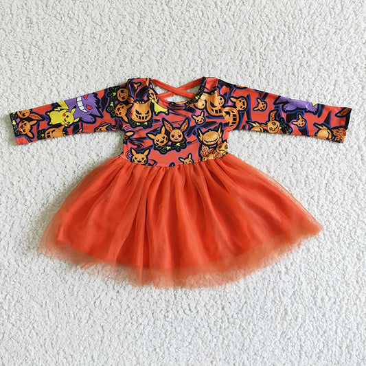 Promotion Baby Girl Halloween Orange Tulle Dress