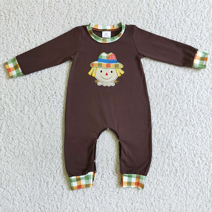 LR0034 Baby Boy Embroidery Thanksgiving Romper