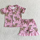Baby Girl Western Summer Cow Pink Pajamas Outfit