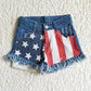 NC0003 Summer July 4th Baby Girl Star Stripe Denim Shorts