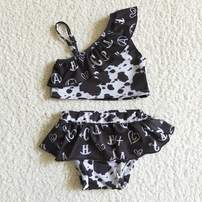 S0003 Baby Girl Cow Print Swim Suit Outfit