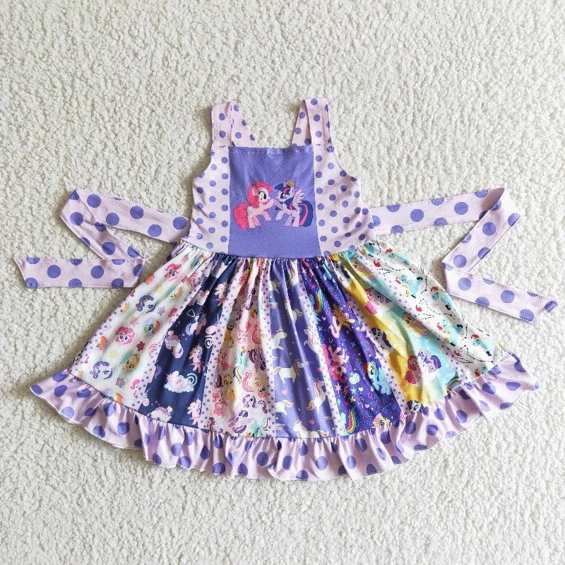 A17-4 Baby Girl Cartoon Purple Twirl Dress