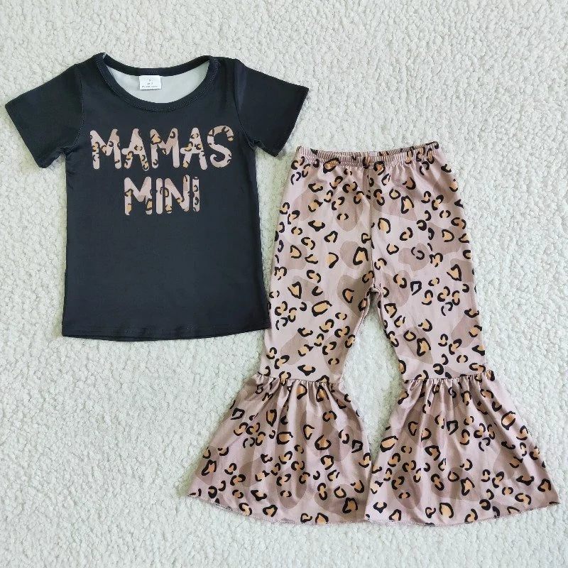 GSPO0038 Mamas Mini Baby Girl Leopard Bell Pants Set