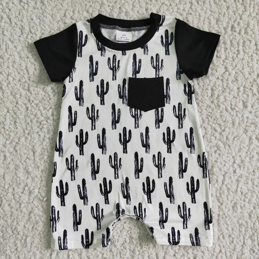 SR0017 Summer Baby Boy Cactus Pocket Romper