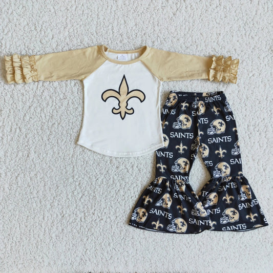 6 A23-14 Baby Girl Ruffle Bell Pants Outfit