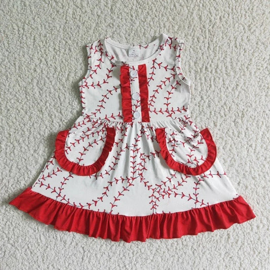 GSD0029 Baby Girl Baseball Pocket Dress