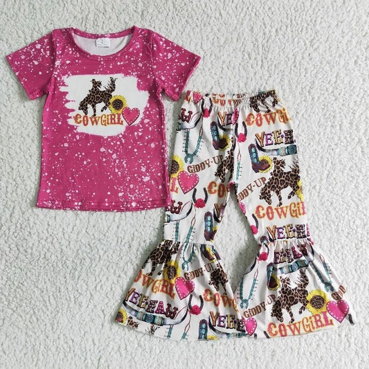 Baby Girl Cow Pink Bell Pants Outfit