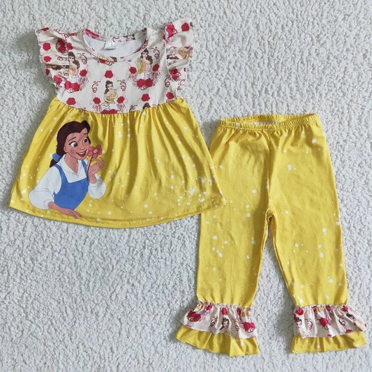 GSPO0057 Baby Girl Yellow Princess Pants Set