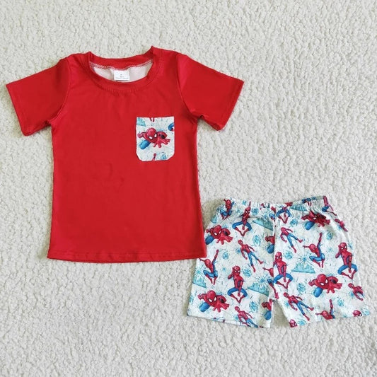 BSSO0009 Baby Boy Red Pocket Shorts Outfit