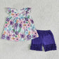 Baby Girl Summer Floral Purple Ruffle Shorts Outfit