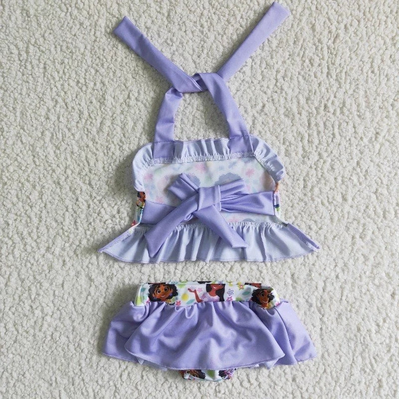 S0006  Summer Purple Cartoon Swimsuit Outfit