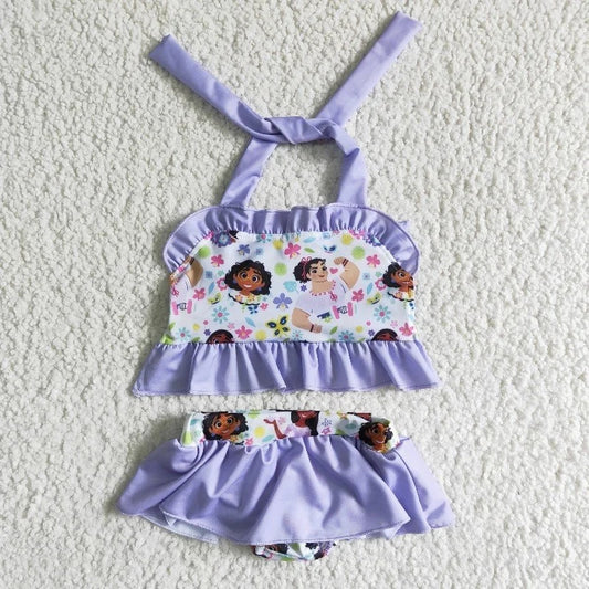 S0006  Summer Purple Cartoon Swimsuit Outfit