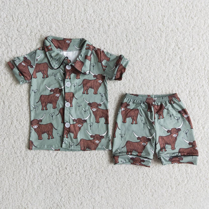 Baby Girl Western Summer Cow Pink Pajamas Outfit